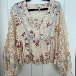 Free People Boogie All Night Printed Blouse
